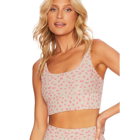BEACH RIOT Leah Top Taupe Pink Spot Size Large - Picture 1 of 7